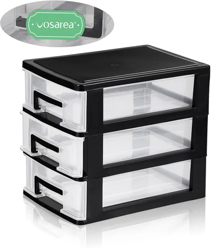 Miniatura 7 de SEWACC Organizador de almacenamiento de cajones de escritorio transparente estante gabinete transparente de tres capas para una gestión eficiente