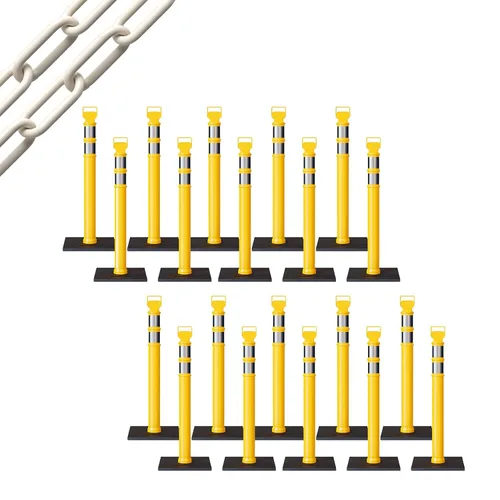 Miniatura 75 de Trafford Industrial - Juego de 20 postes de delineador de 45 pulgadas, collares reflectantes de 3 pulgadas, base de goma de 10 libras