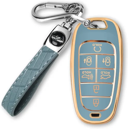 MILD EAST Funda para llavero de Hyundai Compatible con 7 botones 2023 2022 2021 2020 Hyundai Sonata Santa Fe Tucson TPU, A:Azul, Moderno