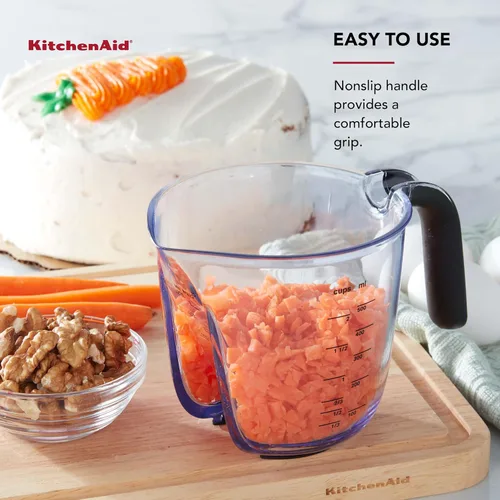 Miniatura 6 de KitchenAid Universal Easy View - Taza medidora en ángulo, tamaño mediano, transparente con mango negro