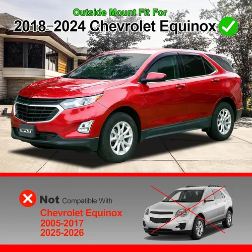 Miniatura 3 de Protectores de lluvia de montaje exterior, viseras de ventana para Chevrolet (Chevy) Equinox 2018-2024, deflectores de ventilación de viento
