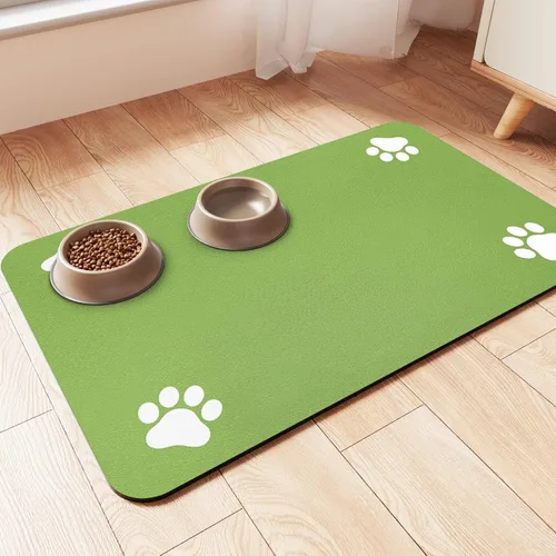 Miniatura 12 de Alfombrilla de alimentación para mascotas, mantel individual absorbente para tazón de comida y agua, con base de goma impermeable, de secado rápido