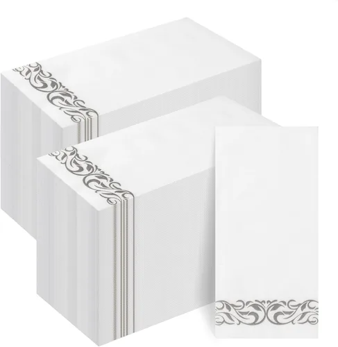 Miniatura 9 de Goodluck Paquete de 100 unidades de toallas de invitados con tacto de lino desechables – Toallas de mano de papel suaves y absorbentes para baño