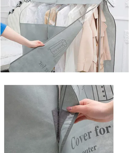 Miniatura 4 de Bolsas de ropa para colgar ropa, 43. 7 bolsas transparentes para colgar ropa para armario, cubierta inferior cerrada para perchero, protector