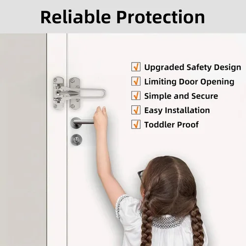 Miniatura 4 de Alise Cerradura de puerta de barra oscilante, cerradura de puerta para puertas delanteras y puertas interiores, pestillo de seguridad para niños