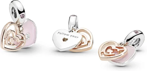 Miniatura 6 de PANDORA Joyería con dije de cristal colgante de laberinto de corazón rosa y plata de ley Esmalte Cristales