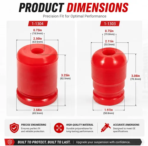 Miniatura 8 de 1-1303 & 1-1304 Kit de tope de poliuretano, topes de parachoques delanteros y traseros para Jeep Wrangler JK JKU Sport Rubicon Sahara Freedom
