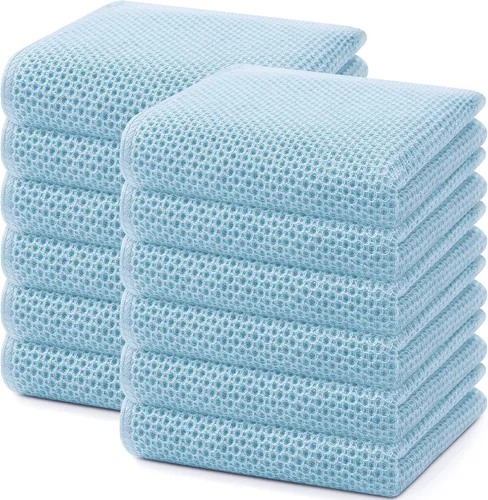 Miniatura 55 de Homaxy Paños de cocina de 100% algodón con tejido de gofre, ultra suaves, absorbentes, de secado rápido, 12 x 12 pulgadas, paquete de 6, amarillo