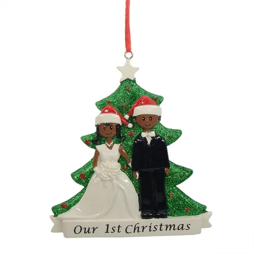 Miniatura 7 de Adorno personalizado para árbol de Navidad recién casado, adorno de nuestra primera Navidad para pareja de boda, adornos para el segundo Con palabras