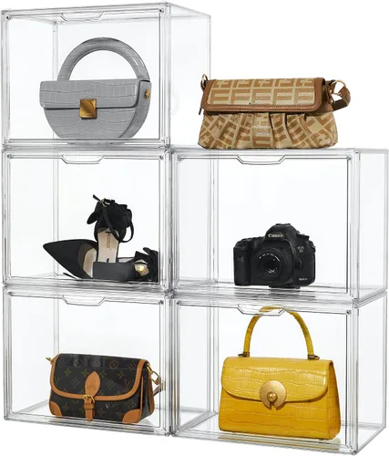 Miniatura 12 de Attelite Organizador de almacenamiento de bolsas y bolsos de plástico para armario, vitrina de acrílico transparente con puerta magnética