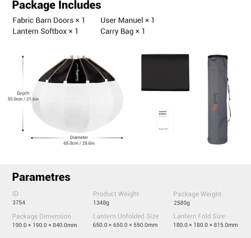 Miniatura 8 de SMALLRIG Softbox de Farol Modificador de Luz Suave, Difusor Softbox de 26 pulgadas/65 cm Compatible con Luz de Video SMALLRIG 120B/120D/220B/220D