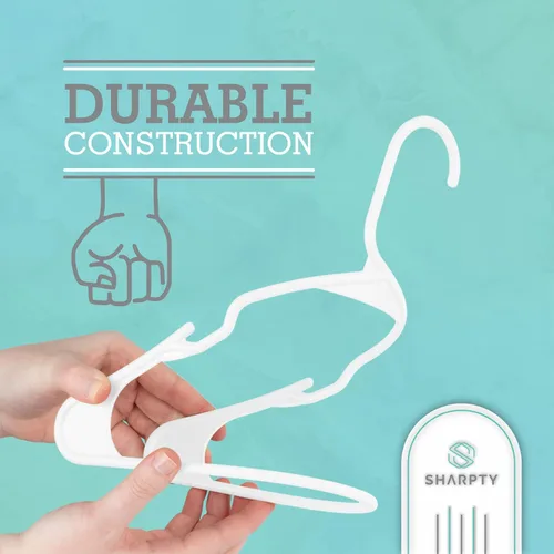 Miniatura 3 de Sharpty - Perchas de plástico - Perchas de ropa para adultos - Perchas para camisetas, vestidos, abrigos y accesorios - Percha con muescas, duradera