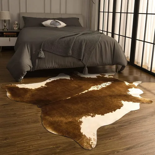 Miniatura 7 de BENRON Alfombra de piel de vaca de alta calidad, alfombras de piel de vaca sintética para sala de estar, dormitorio, decoración occidental