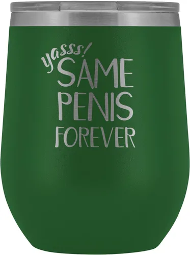 Bachelorette Party Vaso de vino mismo pene Forever 12 oz acero inoxidable grabado aislado caliente fría taza verde