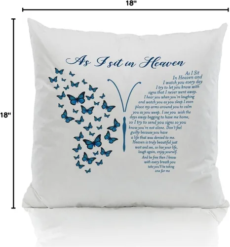 Miniatura 4 de ZJSYXXU Funda de almohada conmemorativa de Butterfly As I Sit in Heaven and I Watch You Everyday Poem de 18 x 18 pulgadas, decoración para el hogar