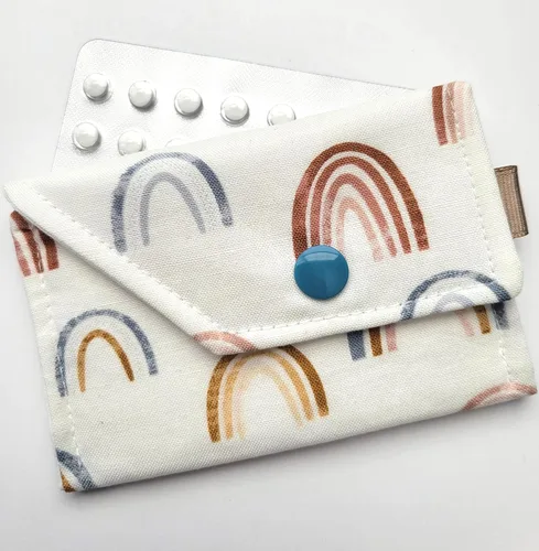Miniatura 2 de Birth Control Case Sleeve with Snap Closure and Optional Keychain Clip -Arches or rainbows