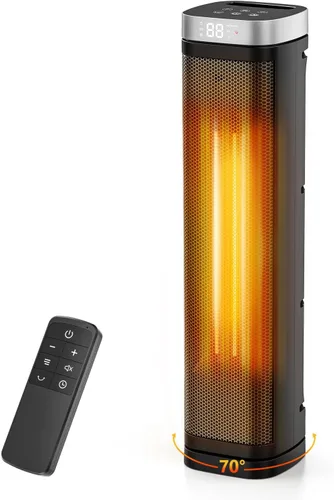 Miniatura 8 de Calentador de espacio de 17 pulgadas, calentadores eléctricos de 1500 W para uso en interiores con termostato, oscilación de 70°, 5 modos, control