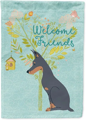 Miniatura 126 de Caroline's Treasures BB7594GF Bandera de jardín de Husky siberiano con texto en inglés "Welcome Friends" - Bandera decorativa para patio exterior