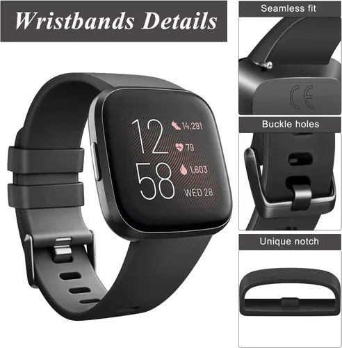 Miniatura 5 de 3 Pack Soft TPU Bands Compatible with Fitbit Versa, Elastomer Replacement Wristband Sports Waterproof Strap for Versa 2 Smart Watch Women Men