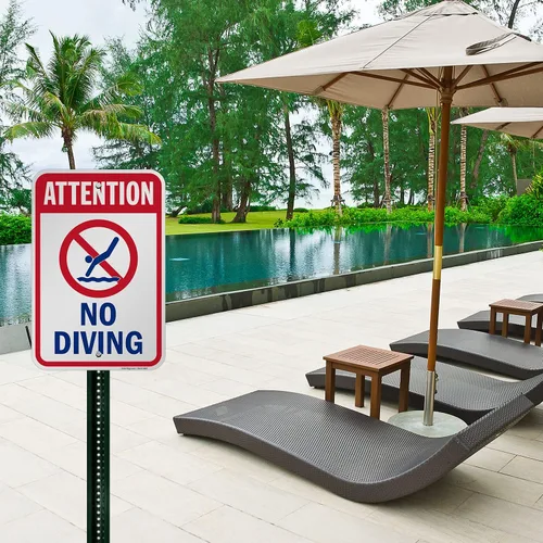 Miniatura 3 de SmartSign Letrero "Attention - No Diving" Aluminio de 12 x 18 pulgadas