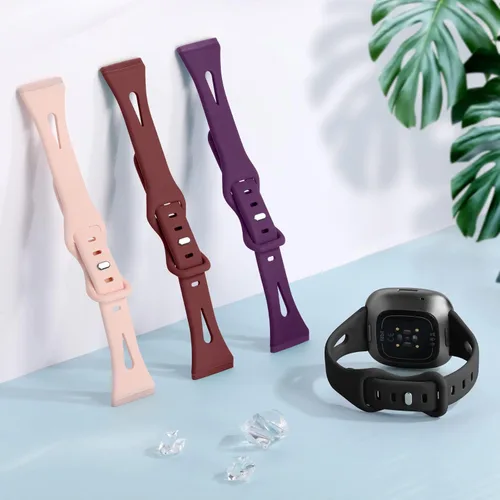 Miniatura 3 de Ouwegaga Compatible con correas Fitbit Versa 3 para mujeres/Fitbit Sense, correa de reloj deportiva delgada de silicona suave duradera de repuesto