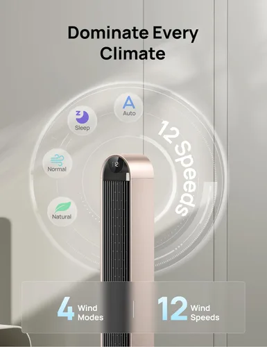 Miniatura 3 de Ventilador de torre inteligente Dreo con control de voz, ventilador oscilante de 120° compatible con Alexa/Google/App/control remoto, 42 pulgadas