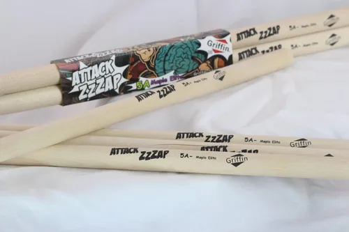 Miniatura 3 de GRIFFIN Attack Zzzap - 4 pares de palos de madera de arce selecta de élite tamaño 5A – Equilibrado, nivelado y recto – Drummers Percussion Classic