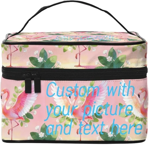 Bolsa de maquillaje con asa, estuche de cosméticos con cremallera, bolsa de aseo portátil de viaje para mujeres y niñas, duradera, 1 Foto