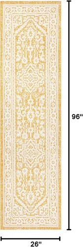 Miniatura 145 de Eyely BMS101D-28 - Alfombra de pasillo con textura de medallón de Santa Mónica Slesi, para interiores y exteriores, estilo costero, bohemio, Gris