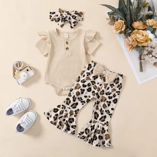 Miniatura 2 de VOLUOVO Conjunto de ropa para bebé recién nacido, con malla de margaritas, encaje de manga abombada, pantalones acampanados, diadema