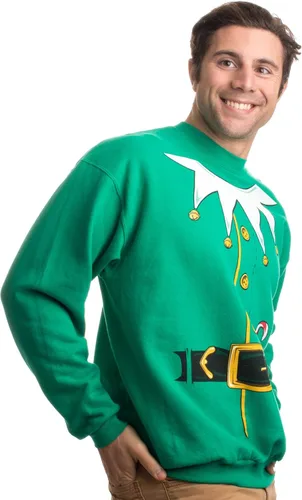 Miniatura 4 de Disfraz de elfo de Papá Noel Suéter navideño novedoso sudadera con cuello redondo Verde