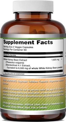 Miniatura 5 de Amazing Formulas Extracto de frijol blanco de 1650 mg de extracto 4:1, cápsulas vegetarianas, sin OMG, sin gluten, fabricado en Estados Unidos