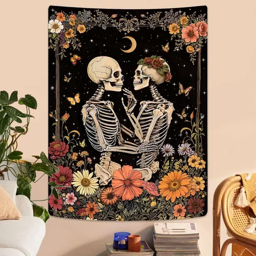 Miniatura 11 de Kanuyee Tapiz de Esqueleto de los Amantes Tapiz Gótico para Dormitorio Tapices de Cartas del Tarot Góticas para Colgar en la Pared Decoración El