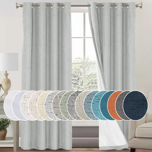 Miniatura 38 de Primitive - Cortinas opacas 100 % de lino texturizado natural para dormitorio, sala de estar, cortinas para ahorra energía, tela de arpillera