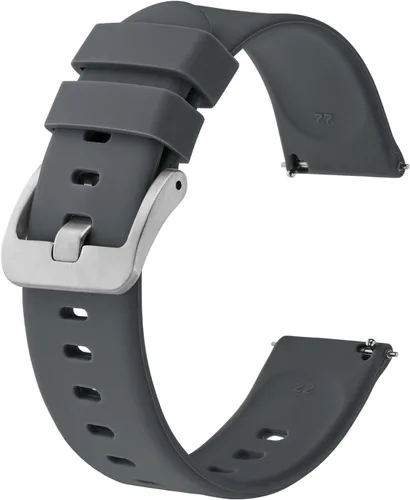 Miniatura 55 de BISONSTRAP Correas de reloj de silicona, correas de reloj delgadas con liberación rápida, 0.787 in, negro con hebilla negra