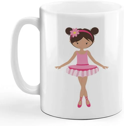 Miniatura 7 de Taza de café divertida personalizada Taza de café Ballerina Dance Flower Brown Hair S Taza de té de cerámica blanca 11 onzas Texto personalizado aquí