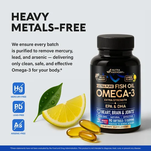 Miniatura 8 de Aceite de pescado Omega 3 3600 mg – Suplemento Omega 3 EPA y DHA – Sin metales pesados – Soporte para corazón, cerebro y articulaciones – Aceite