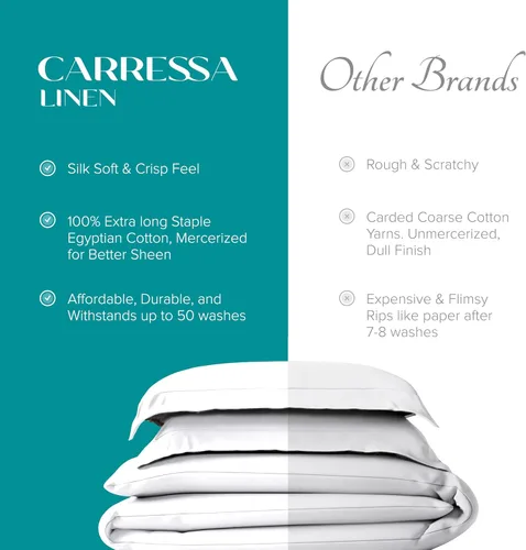 Miniatura 6 de Carressa Linen Funda de edredón de tamaño individual, 100% algodón egipcio, tamaño individual, serie 800 tulipanes colección ropa de cama
