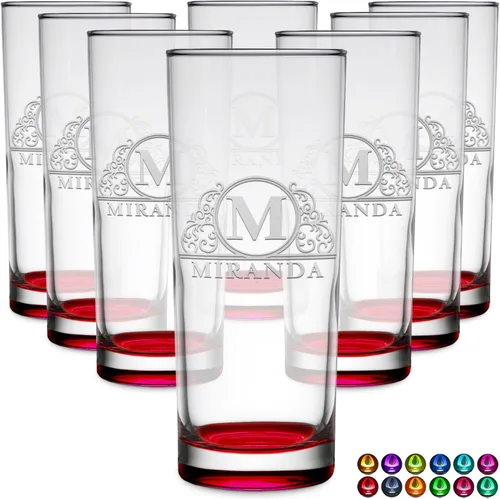 Miniatura 45 de Highball personalizado de 10.5 onzas con fondo negro, vaso Collins alto personalizado, cóctel de bebida mixta recta, inicial con nombre de regalo