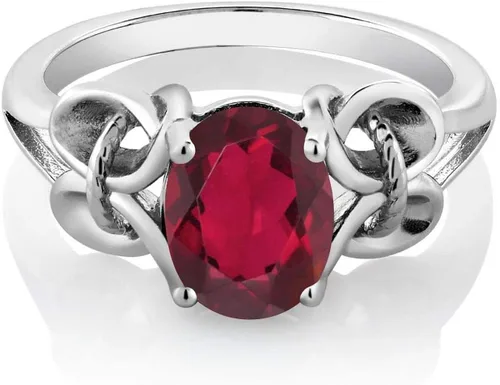Miniatura 116 de Gem Stone King Anillo de compromiso ovalado con piedra natal para mujer, plata de ley 925, ovalado de 0.354 x 0.276 in, anillo de compromiso