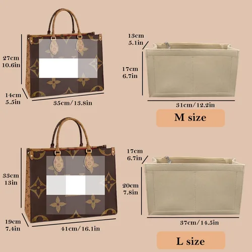 Miniatura 6 de Organizador de bolso con cremallera, organizador de mano para LV ONTHEGO (L,(14.5x6.7x7.8), beige)