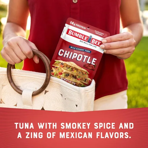 Miniatura 4 de Bumble Bee - Atún sazonado con Chipotle, bolsa de 2.5 onzas, listo para comer, paquete de atún capturado en la naturaleza, 0.49 oz de proteína por