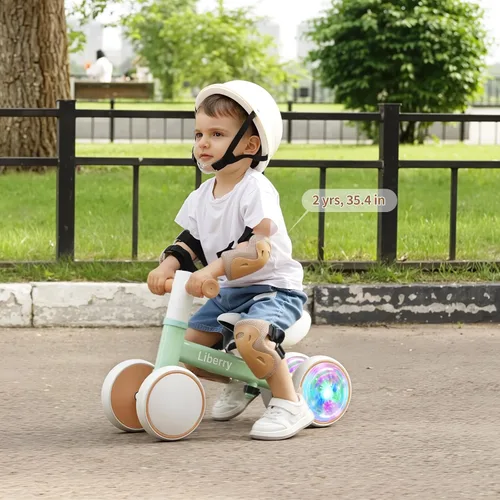 Miniatura 8 de Liberry Bicicleta de equilibrio para bebés con ruedas iluminadas de 1, 2, 3 años, sin pedales, 4 ruedas de silencio, primer juguete de equitación