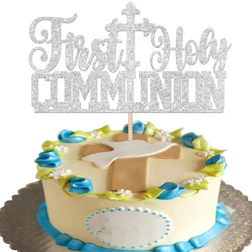 Miniatura 25 de 24 piezas de decoración para cupcakes con purpurina y paloma para magdalenas, para primera comunión, tema de bautismo cristiano, baby shower, fiesta