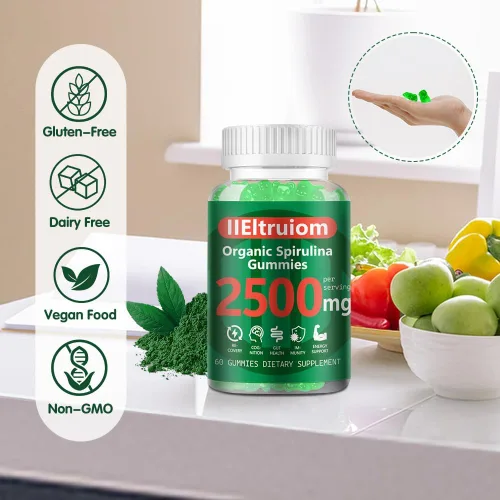 Miniatura 8 de Gomitas de Clorella de espirulina azul orgánica, 13 en 1 Super Greens & Superfoods, espirulina de 2500 mg de energía diaria mejorada con musgo