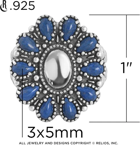 Miniatura 3 de American West - Anillo de plata de ley para mujer, diseño de lapislázuli, tallas 5 a 10, Metal, lapislázuli