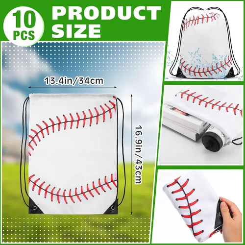 Miniatura 3 de Sunnyray 20 piezas de recuerdos de fiesta de béisbol de 13 x 17 pulgadas bolsa de béisbol con cordón y vaso deportivo de 24 onzas para gimnasio