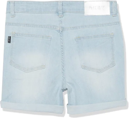 Miniatura 2 de DKNY Pantalones cortos clásicos de mezclilla con 5 bolsillos para niña