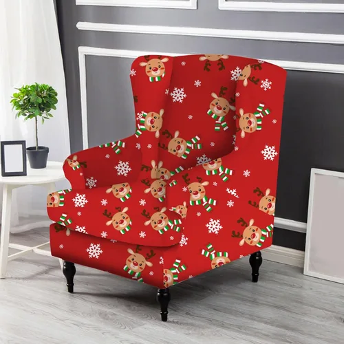 Miniatura 3 de PEKJI Fundas de silla con respaldo de alas de Navidad, fundas antideslizantes para sillón con respaldo de alas (A01)