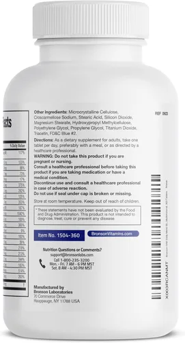 Miniatura 7 de Bronson ONE Daily Multivitamínico Completo Multimineral para Hombres 50+, 360 Tabletas